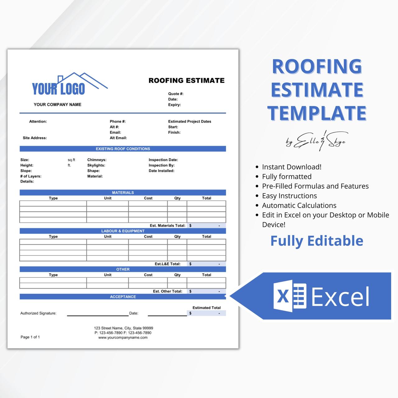 Roof Replacement Estimate Form Free Roof Estimate Templates Venngage